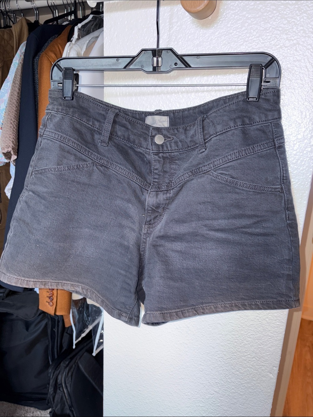 Universal Thread Charcoal Gray Denim Vintage Midi Jean Shorts